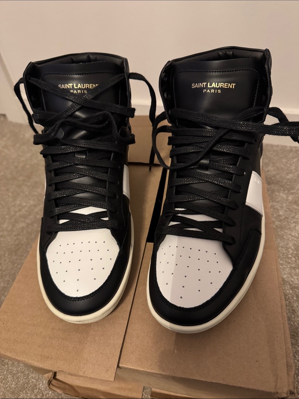 Saint Laurent Black and White High-Top Sneakers size 41